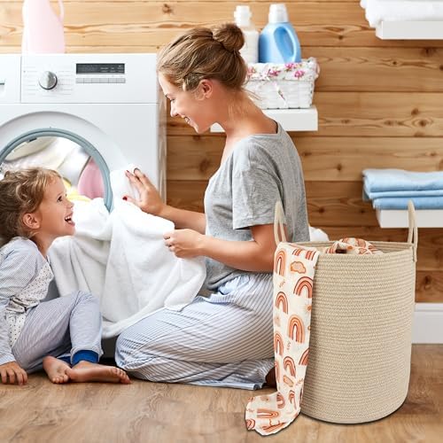 XUANGUO Cotton Rope Laundry Basket Hamper - Image 4