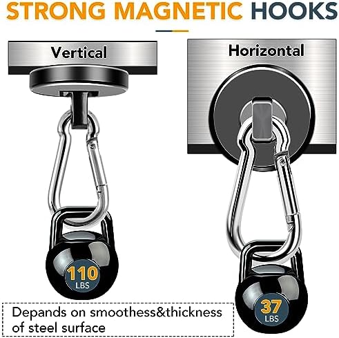 MIKEDE Strong Magnetic Hooks Heavy Duty 110LB+ Swivel Neodymium Magnets - Image 2