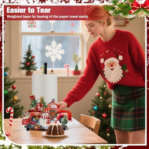 MorningRo Christmas Paper Towel Holder Red Truck Countertop Kitchen Decor and - Image 5