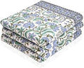 Ridhi Columbia Blue Hand Block Print 100% Cotton Kitchen Towels, 16x28 Inch by Ridhi