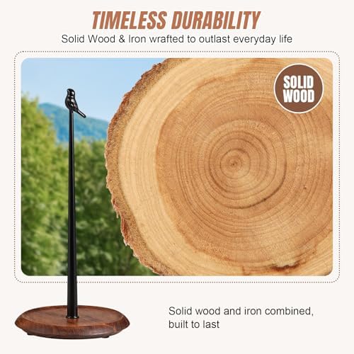 Wooden Paper Towel Holder countertop, Stylish Bird Shaped, Solid Wood Base&Iron - Image 3