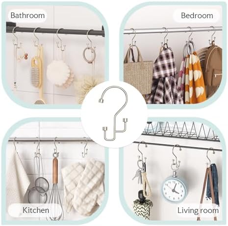 Bathway 12-Pack Double Shower Curtain Hooks, Rust-Resistant Metal Shower - Image 6
