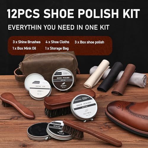 RAPSAKEMOH Shoe Polish Kit, Horsehair Brush Shoe Shine Kit - Image 2