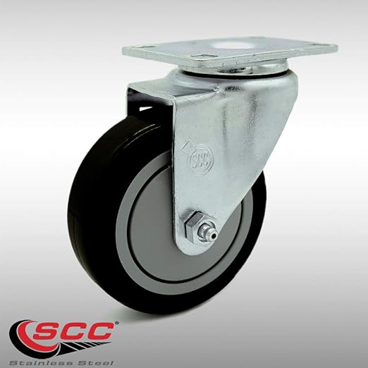 Service Caster Brand Replacement Caster for Uline Caster H-7448S - Stainless Steel Swivel Top Plate Caster with 4 Inch Black Polyurethane Wheel - Fits Carts and Platform Trucks H-3352