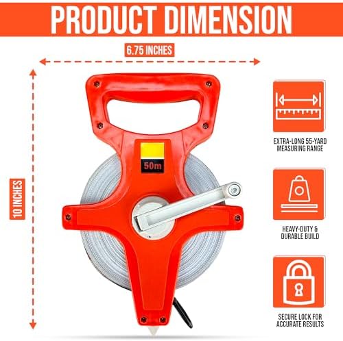 Harrier Hardware 55 Yard Open Reel Tape Measure Orange SAE Metric - Image 6