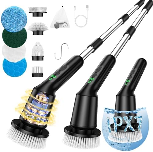 Shower Scrubber with Long Handle, Shower Cleaner Brushes by CTMAST