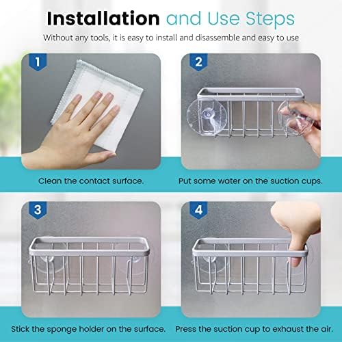 HLOOL Sponge Holder for Kitchen Sink, Kitchen Sink Caddy -Mat Silver - Image 5