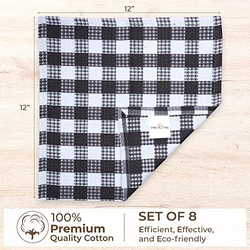 Urban Villa Kitchen Towels Cotton Dish Towels 12”x12” Grey White - Image 2