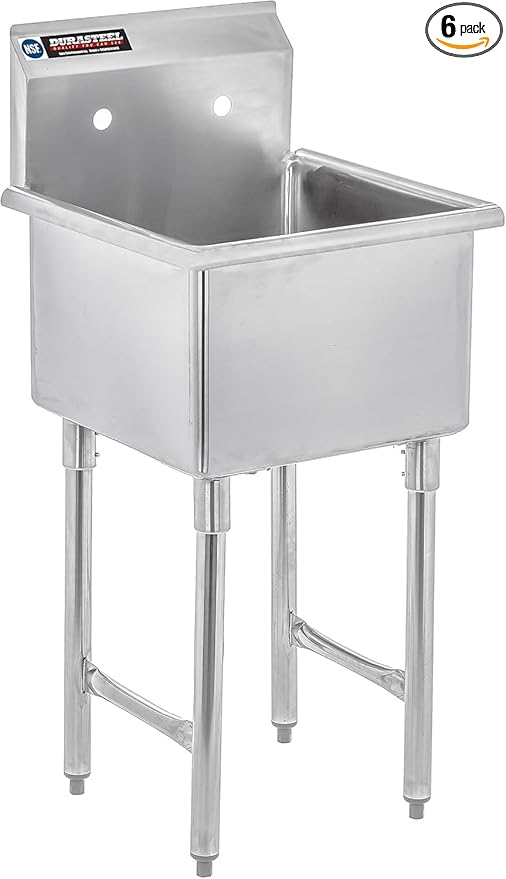 DuraSteel 304 Commercial Stainless Steel Utility Sink - 18 Inch Tub Freestanding Prep Kitchen Sink - NSF Hand Wash Station for Kitchen Sinks, Outdoor, Laundry Room, Garage Slop Small Kitchenette