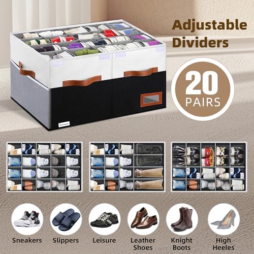 Supowin Large Shoe Organizer for Closet, Foldable Shoe Storage Bin - Image 4