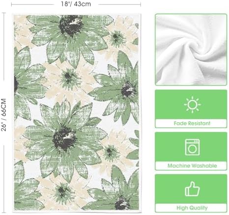 Artoid Mode Green Floral Leaves Boho Kitchen Towels Dish Towels, 18x26 Inch - Image 6