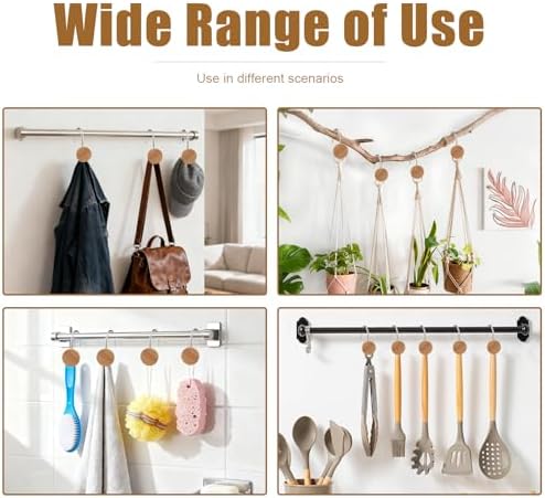 Shower Curtain Hooks, Wood Decorative Shower Curtain Rings, Modern Round Log - Image 6