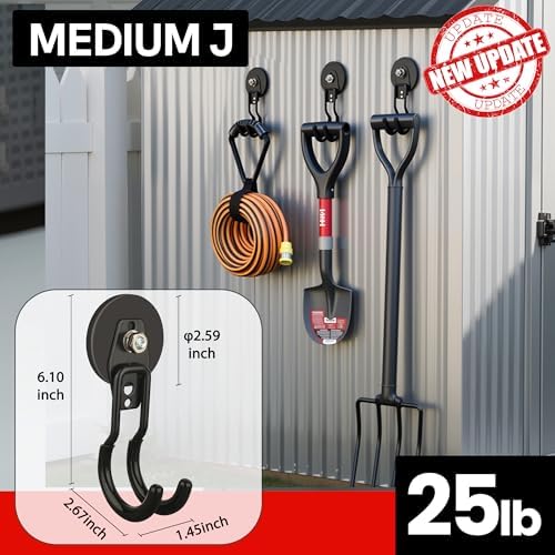 ULIBERMAGNET Heavy Duty Magnetic Garage Hooks, 8 Pack Strong Large Magnet Hooks - Image 4