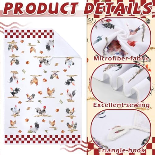 Sunnyray 6 Pcs Farmhouse Rooster Kitchen Towels Dish Cloths - Image 5