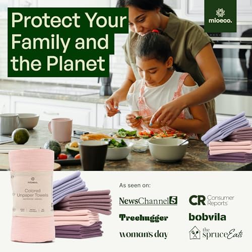 mioeco 24 Pack Reusable Kitchen Paper Towels, Organic Multicolor Cloths - Image 7