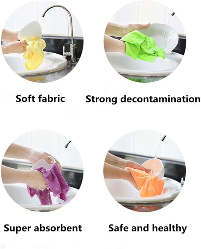 Rubber Cleaning Gloves Kitchen Dishwashing Glove 2-Pairs And Cleaning Cloth - Image 6