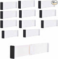 12 Pack Drawer Dividers for Clothes, 3.15" High 10.83"-17.97" Adjustable Expandable Dresser Drawer Organizer, Clear Plastic Separators for Dresser, Baby Clothing, Underwear, Cosmetic