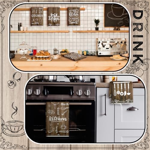 Bencailor 6 Pcs Brown Kitchen Towels Decorative Sets Dish Towels Absorbent Fast - Image 4