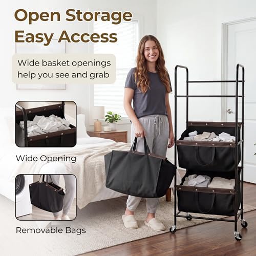 GRANNY SAYS 3 Tiered Laundry Sorter, Narrow Hamper Cart - Image 4