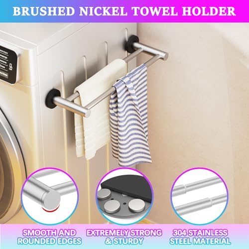 ULIBERMAGNET Magnetic Double Towel Bar, Adjustable Silver Heavy Duty Towel - Image 5