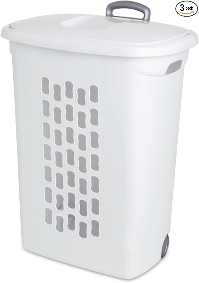 Sterilite Ultra Wheeled Hamper, Laundry Basket w/Flip-Top Lid by Sterilite