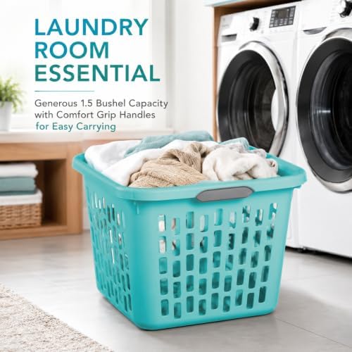 Teal Laundry Basket 1.5 Bushel Square - Image 4