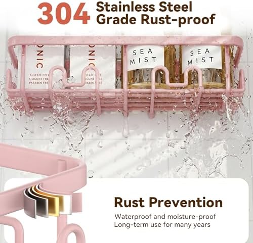YASONIC Shower Caddy Adhesive, Rustproof Shower Organizer, Wall Shower Rack - Image 4