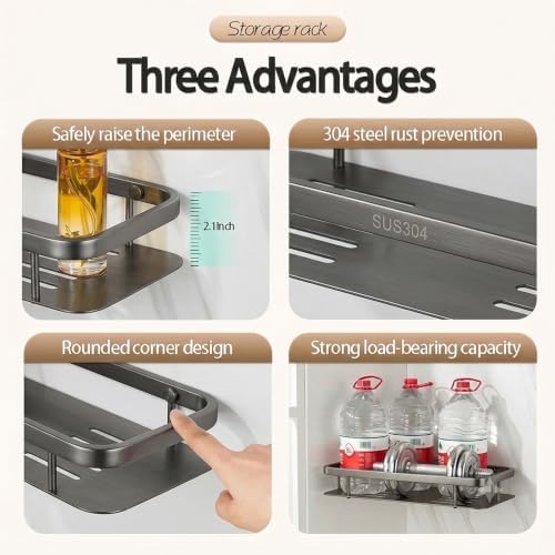 Corner Shower Caddy, 201 Stainless Steel Bathroom Shelf Organizer, Wall Mounted - Image 3
