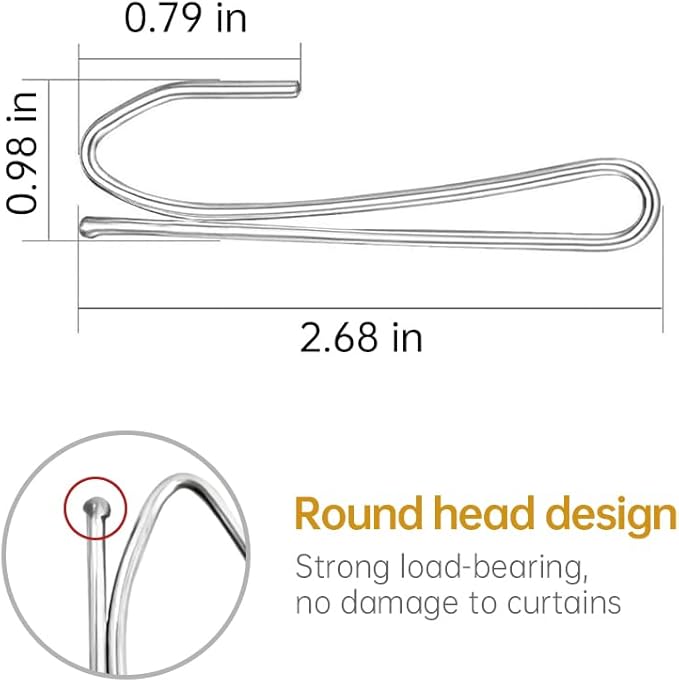 50 Pack Heavy Duty Metal Pinch Pleat Curtain Drapery Hooks, 2.68 Inch | - Image 2