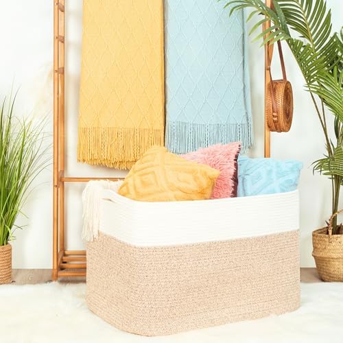 MINTWOOD Design 112L Extra Large Blanket Basket Holder Living Room, Pool Towels - Image 2