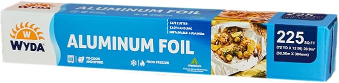 Wyda Aluminum Foil Roll – 225 Sq Ft | Food-Grade by WydaPackaging