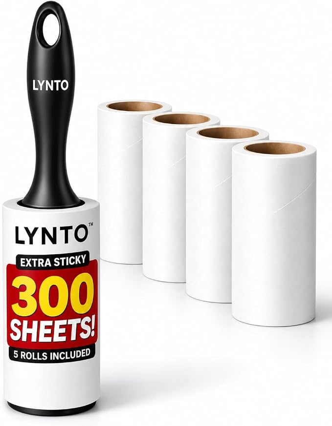 Lint Roller 300-Sheets Extra Sticky Pet Hair Rolls, Powerful Portable Hair by Lynto