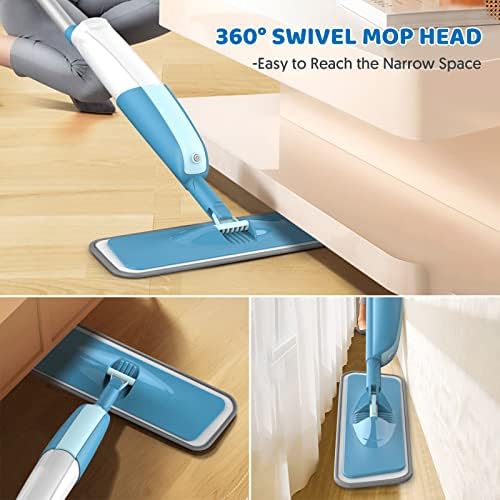 Spray Wet Mops for Floor Cleaning: Hardwood Floor Mop Refillable 2 Bottles - Image 4