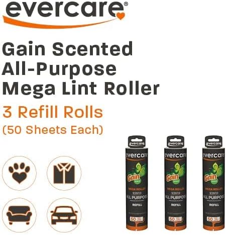 Evercare Pack of 3 Gain Scented All-Purpose Mega Lint Roller Refill Rolls - Image 4