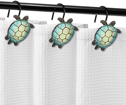 Sunlit Tilt Sea Turtle Shower Curtain Hooks, Home Decorative Shower Curtain - Image 4