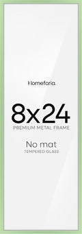 Homeforia 8x24 Panoramic Frame Sage Green, High End Metal 8 x 24 Picture Frame without Mat, 24x8 Hanging Sage Green Poster Frame for Wall, 8by24 Display Photo Frame, Tempered Glass, Wall Kit, Set of 1