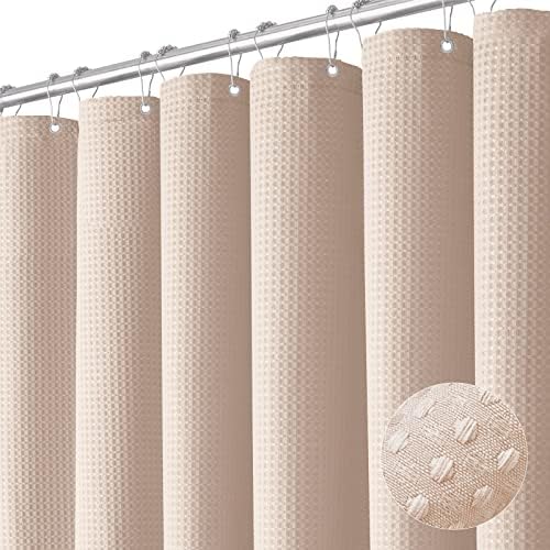 Dynamene Extra Long Waffle Shower Curtain 256 GSM Fabric 72x96 Blush Pink by Dynamene