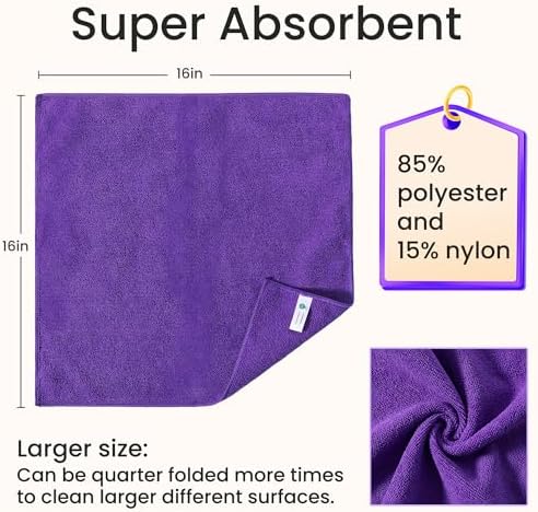 Microfiber Cleaning Cloths-12 Pack, Microfiber Towels - Image 2