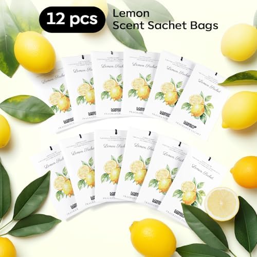 MYARO 12 Pack Lemon Scented Sachets, Closet Deodorizer Car Air Freshener - Image 4