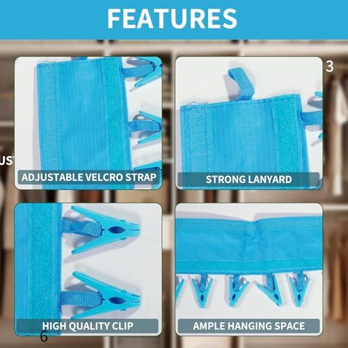 Mini Clothespins Travel Hangers 3-Pack: Foldable Portable Clothes Hangers w/ 6 - Image 7