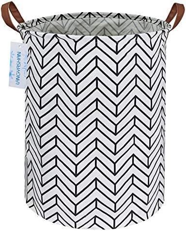 Round Laundry Basket Collapsible Storage Hamper Organizer Geometric Circle by LANGYASHAN