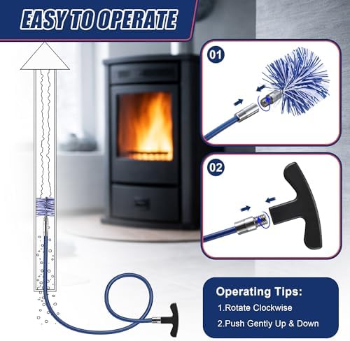 Pellet Stove Cleaning Brush Kit, 10FT Flexible Steel Rod - Image 5