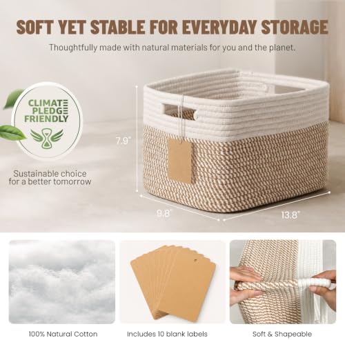5 Pack Woven Storage Baskets, Decorative Storage Bins - Image 3