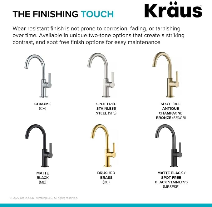 Kraus Oletto Single Handle Kitchen Bar Faucet in Chrome, Kitchen Sink Faucets - Image 11