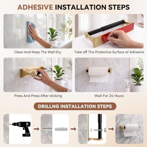 Paper Towel Holder Under Cabinet, Aluminum Alloy Wall Mount Paper Towel Holder - Image 4