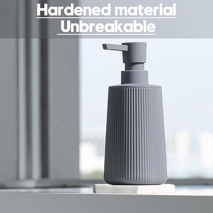 YAUKPH Small Soap Dispenser for Bathroom and Kitchen Matte Gray | Modern - Image 5