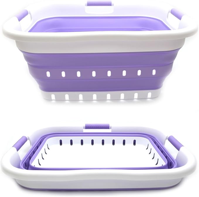 SAMMART 41L Collapsible 3 Handled Plastic Laundry Basket - Image 3