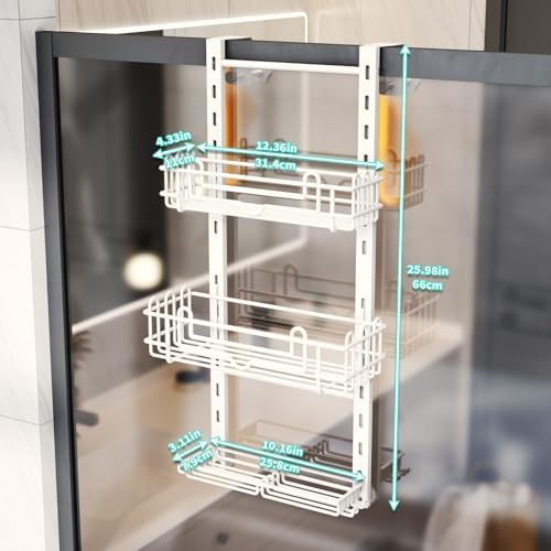 HapiRm 3 Tier Over the Door Shower Caddy, Hanging Shower Caddy - Image 6