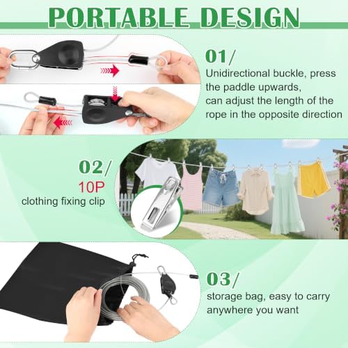 Windspeed Retractable Clothesline Outdoor Heavy Duty Travel Clothesline - Image 5