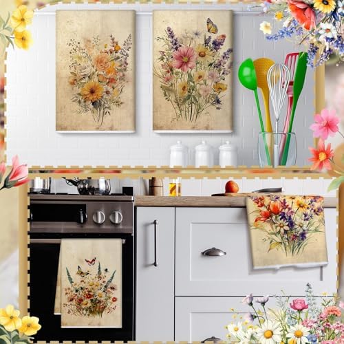 Bencailor 6 Pcs Wildflowers Kitchen Towels Decorative Sets Dish Towels - Image 6